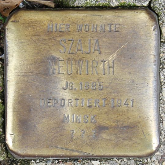 Stolperstein dedicated to Szaja Neuwirth