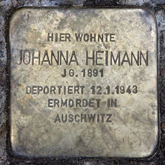 Stolperstein dedicated to Johanna Heimann