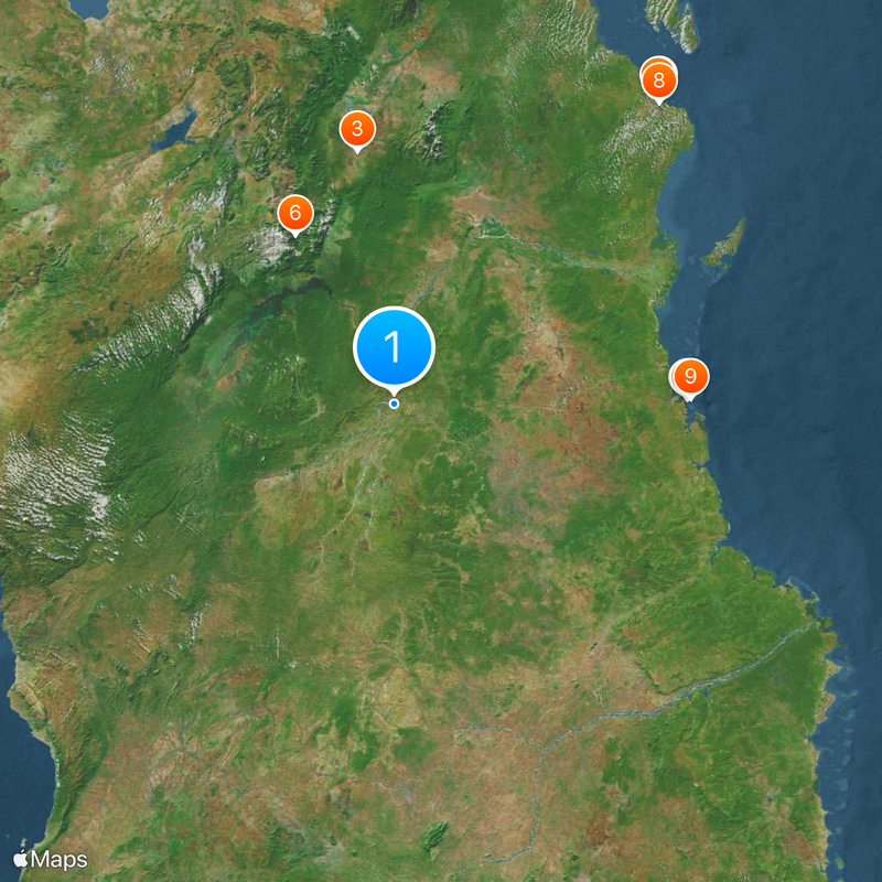 Reserva de caza Selous Mapa