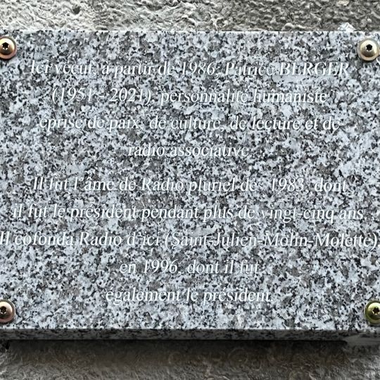 Plaque à Patrice Berger, rue du Bon-Pasteur