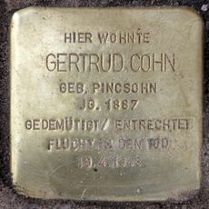 Stolperstein à la mémoire de Gertrud Cohn