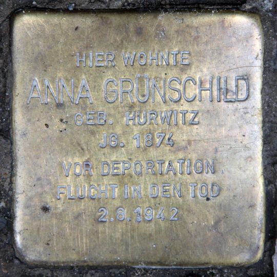 Stolperstein dedicated to Anna Grünschild