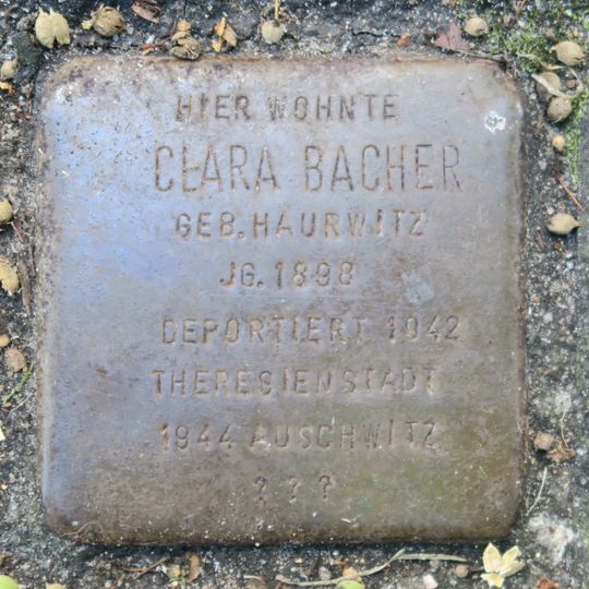 Stolperstein dedicated to Clara Bacher