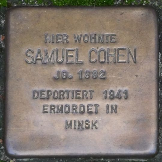 Stolperstein dedicated to Samuel Cohen