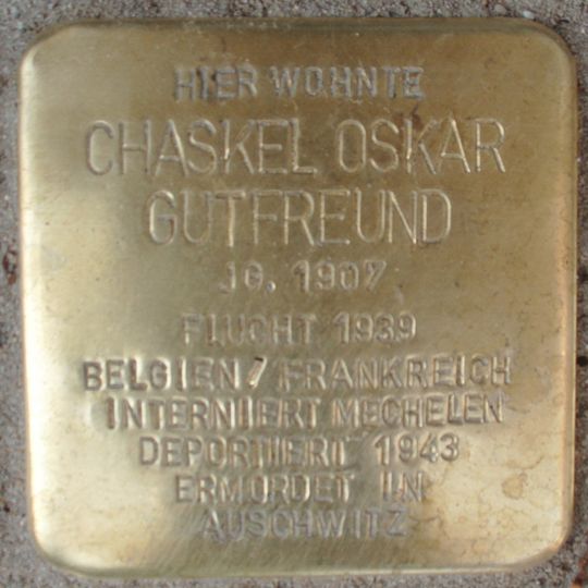 Stolperstein à la mémoire de Chaskel Oskar Gutfreund