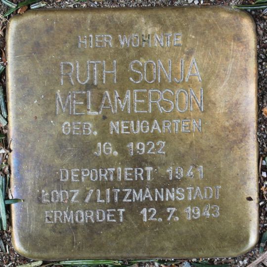Stolperstein dedicated to Ruth Sonja Melamerson