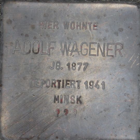Stolperstein dedicated to Adolf Wagener