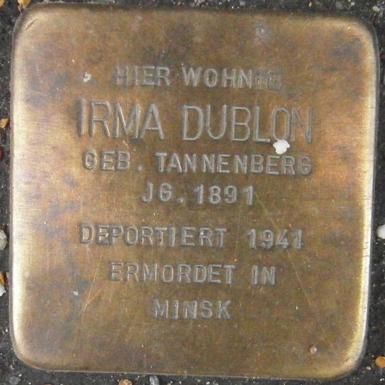 Stolperstein dedicated to Irma Dublon