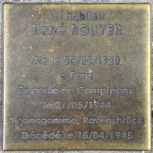 Stolperstein à la mémoire de René Rouyer