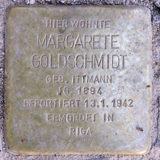 Stolperstein dedicated to Margarete Goldschmidt