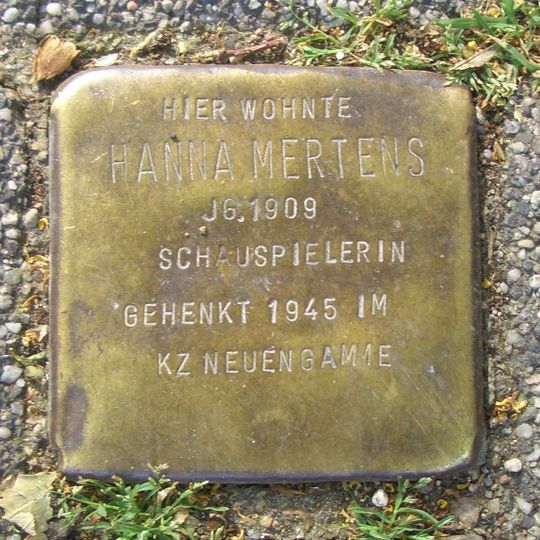 Stolperstein en memoria de Hanne Mertens