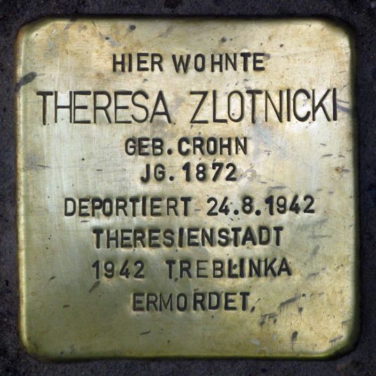 Stolperstein dedicated to Theresa Zlotnicki