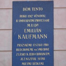 Pamětní deska profesora Kaufmanna na Karlově náměstí v Praze