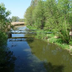 Potrubní lávka přes Hamerský potok v Jindřichově Hradci západně od mostu silnice I/34