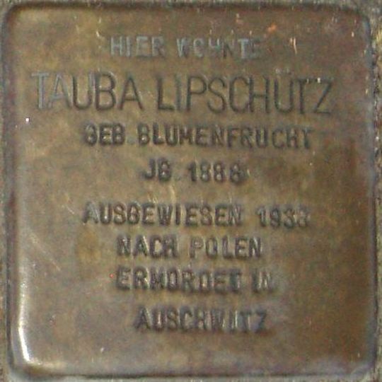 Stolperstein dedicated to Tauba Lipschütz