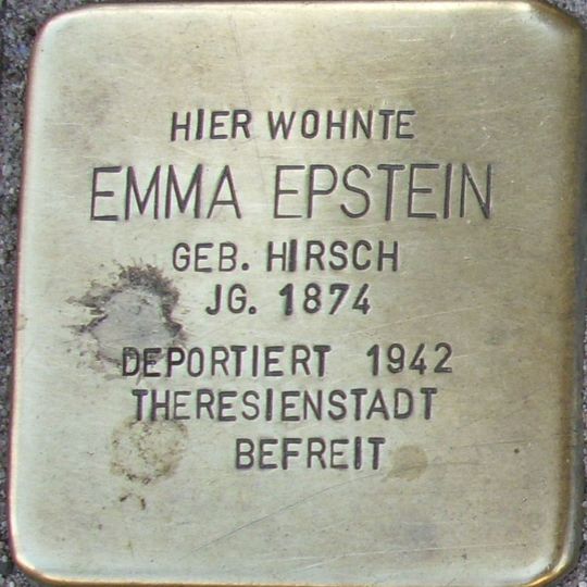 Stolperstein dedicated to Emma Epstein