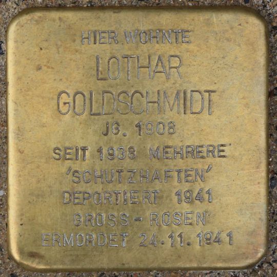 Stolperstein dedicated to Lothar Goldschmidt