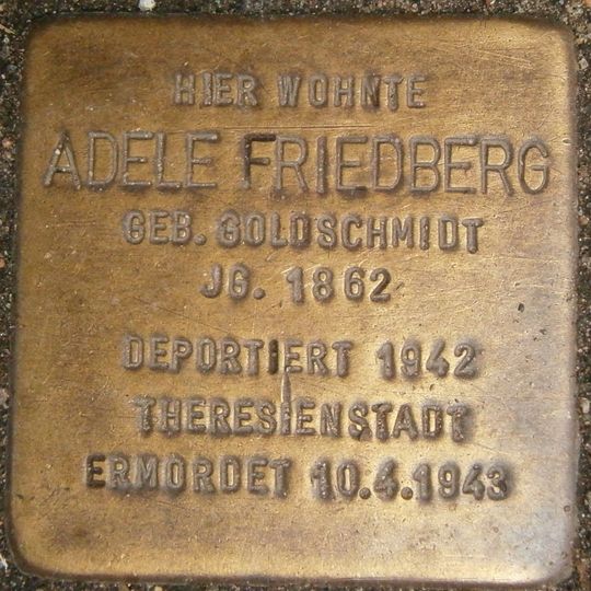 Stolperstein dedicated to Adele Friedberg