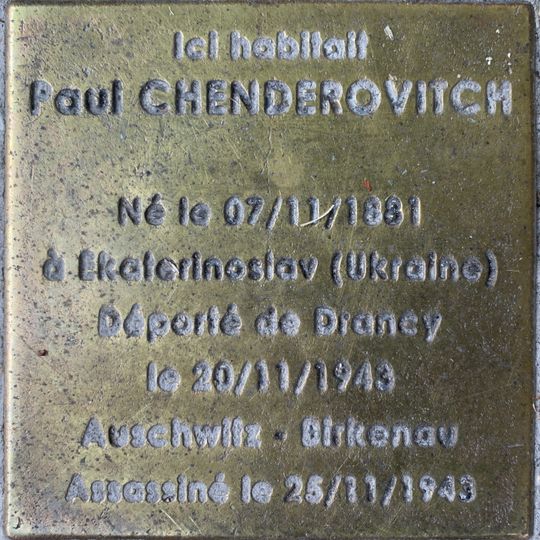 Stoleperstein à la mémoire de Paul Chenderovitch