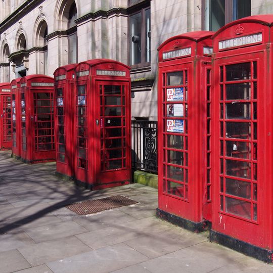 Group Of Nine Telephone Kiosks Outside Head Post Office