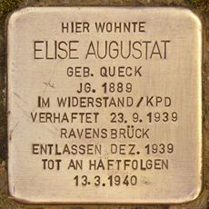 Stolperstein dedicated to Elise Augustat