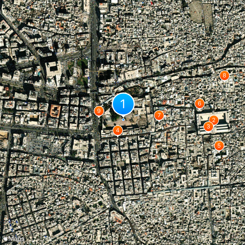 Citadelle de Damas Carte