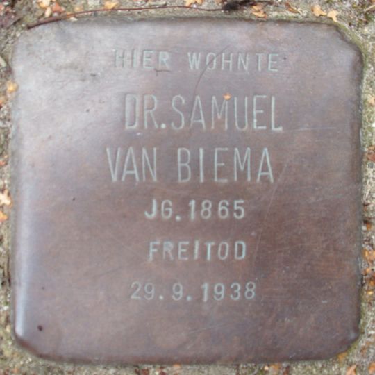 Stolperstein dedicated to Samuel van Biema