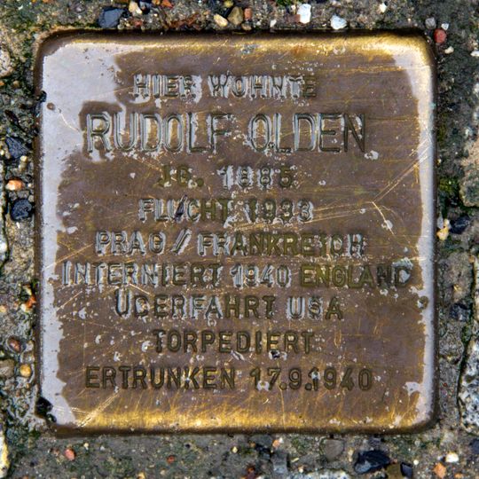 Stolperstein dedicated to Rudolf Olden