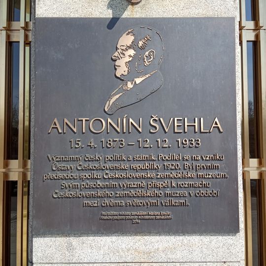 Plaque to Antonín Švehla at the National Museum of Agriculture