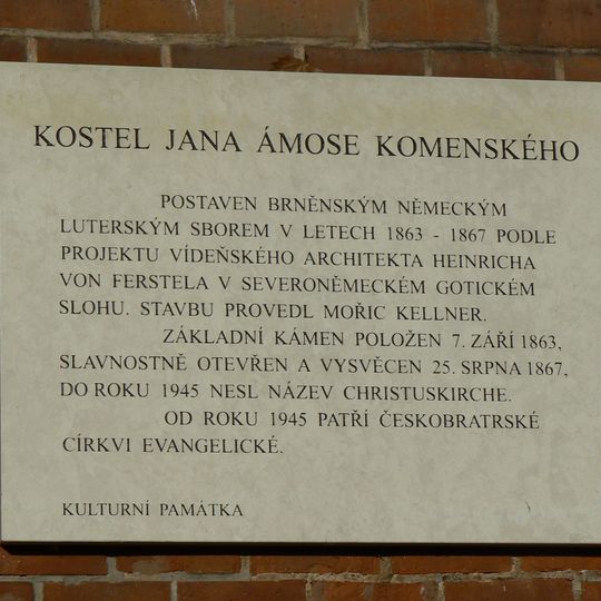 Pamětní deska Červeného kostela v Brně