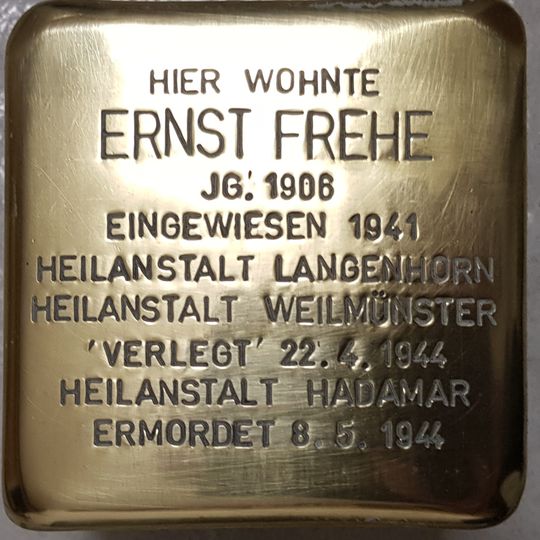 Stolperstein en memoria de Ernst Frehe