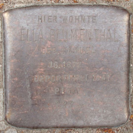Stolperstein dedicated to Ella Blumenthal