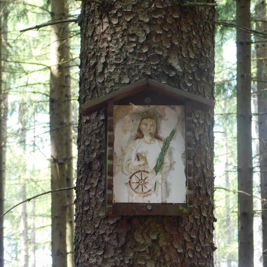 Obrázek na místě zaniklé kaple svaté Kateřiny v zaniklé vsi Dobrá