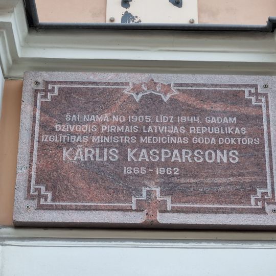 Commemorative plaque to Karlis Kasparsons
