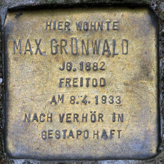 Stolperstein dedicated to Max Grünwald