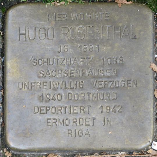 Stolperstein en memoria de Hugo Rosenthal