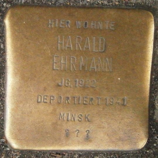 Stolperstein dedicated to Harald Ehrmann