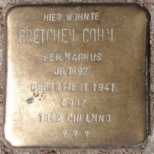 Stolperstein dedicated to Gretchen Cohn
