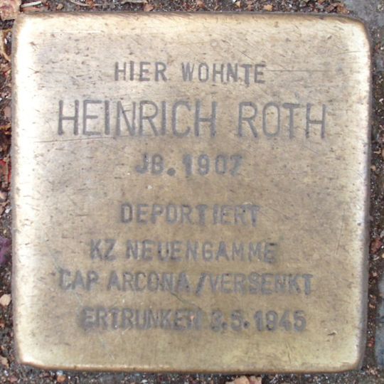 Stolperstein dedicated to Heinrich Roth