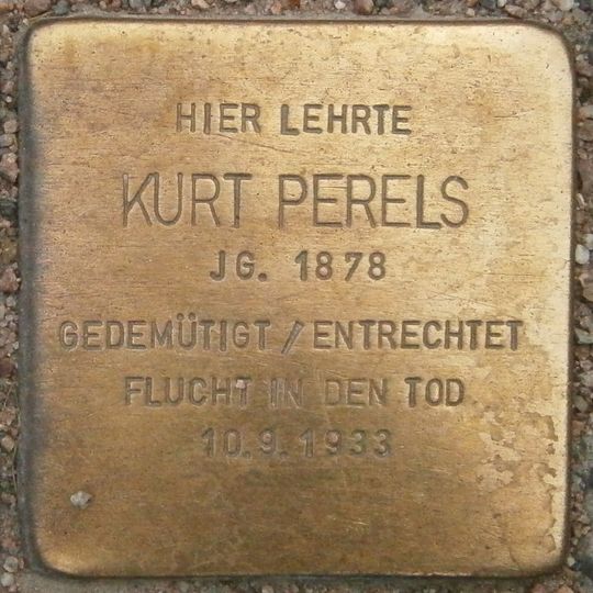 Stolperstein dedicated to Kurt Perels