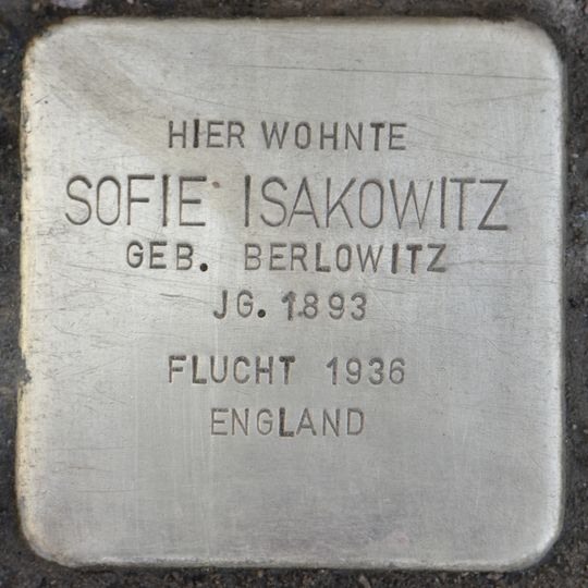 Stolperstein à la mémoire de Sofie Isakowitz