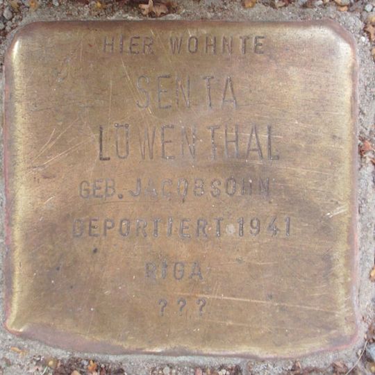 Stolperstein dedicated to Senta Löwenthal