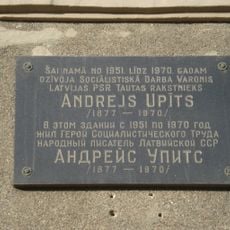 Commemorative plaque to Andrejs Upits