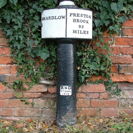 Trent And Mersey Canal, Canal Milepost On Opposite Side Of Canal To Ivy House At Sk 443 303