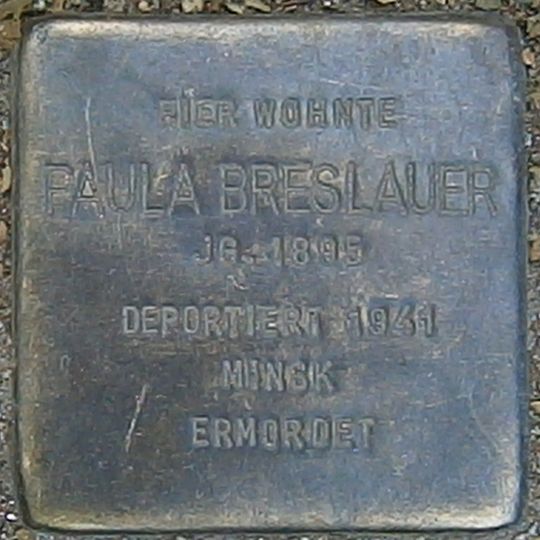 Stolperstein dedicated to Paula Breslauer