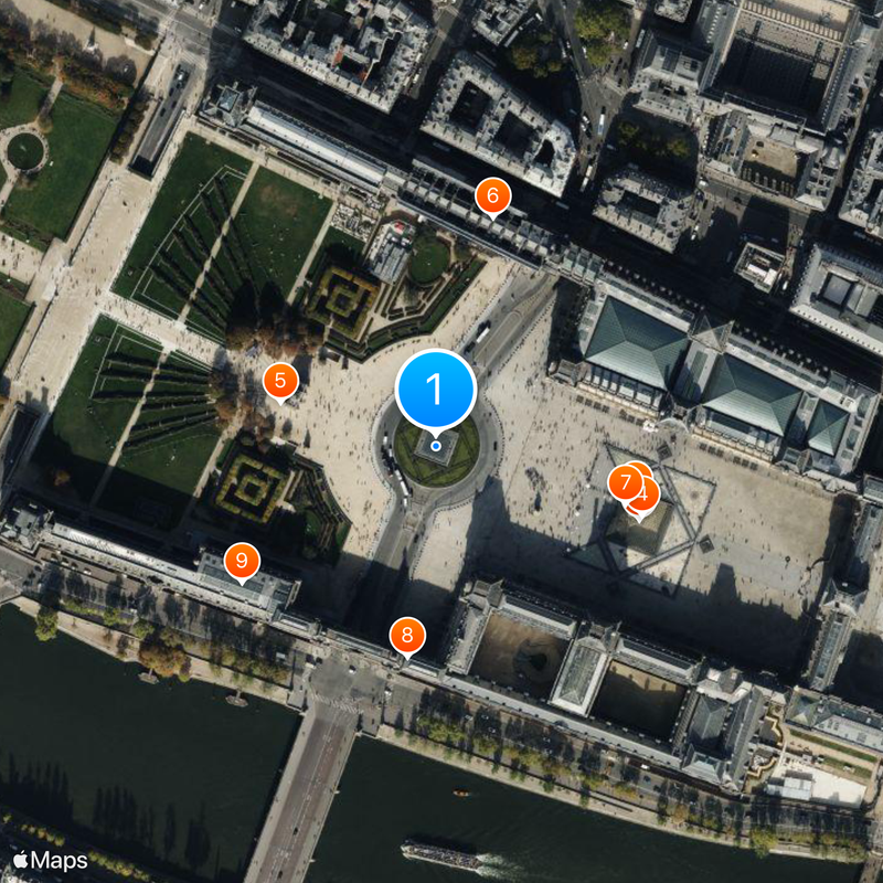 Pirámide invertida del Louvre Mapa