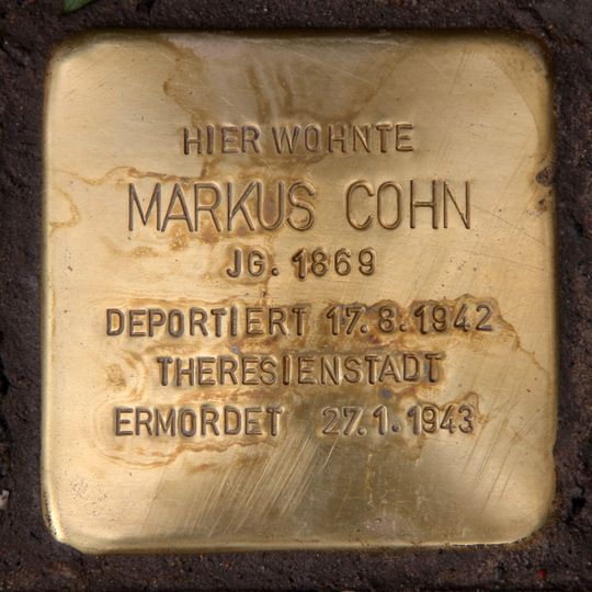 Stolperstein dedicated to Markus Cohn