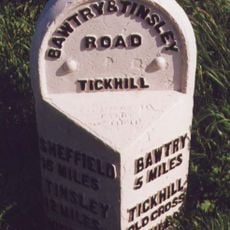 Milestone, top of hill, E of Blyth Gate Lane