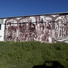 Pintura mural en pared de Expo-Feria de Pando