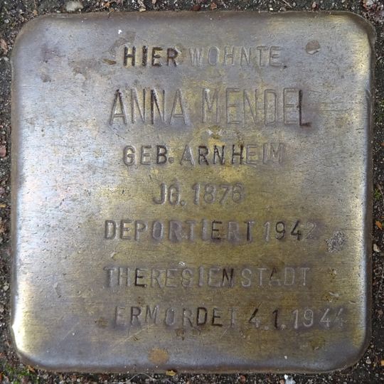 Stolperstein dedicated to Anna Mendel